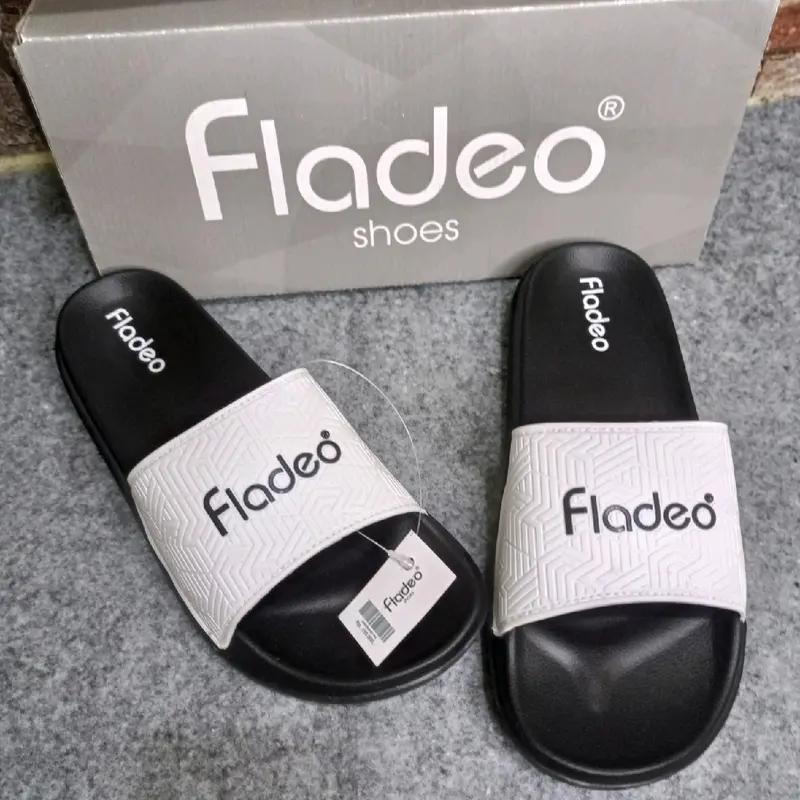 Sendal Selop Fladeo Terbaru Kombinasi Warna Hitam/Putih pylon hjp961 lentur, ringan, empuk dan tidak mudah gembos slip-on pria flat shoes karet Sandal 0
