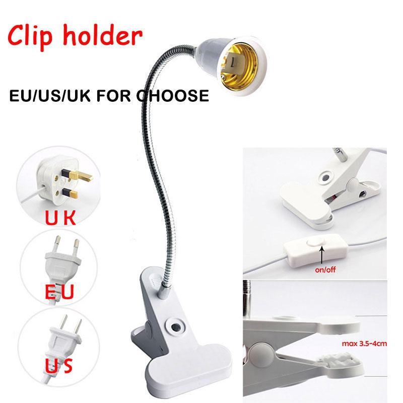 Product Introduction of E27 light bulb Lamp AC power supply base Flexible holder EU US uk Plug socket desk Clip  SG2H 71