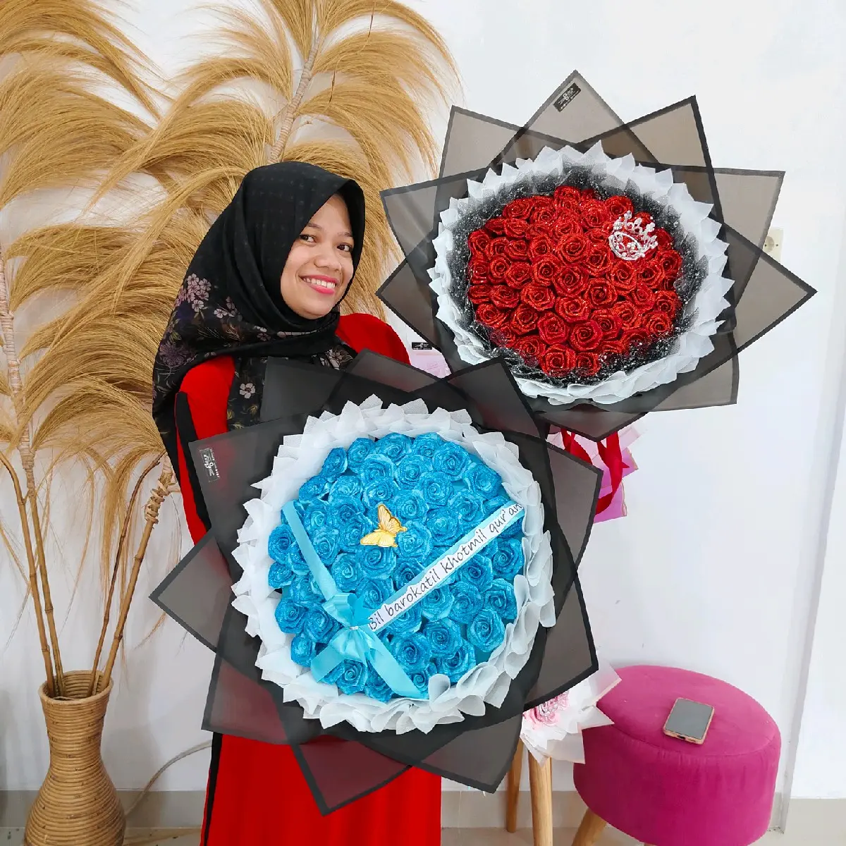 Buket Bunga Pita Satin Viral - Model Terbaru