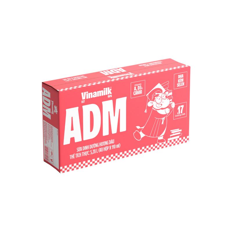Thùng Sữa dinh dưỡng Vinamilk ADM Gold IQ Hương dâu Hộp 110ml - 48 hộp/Thùng