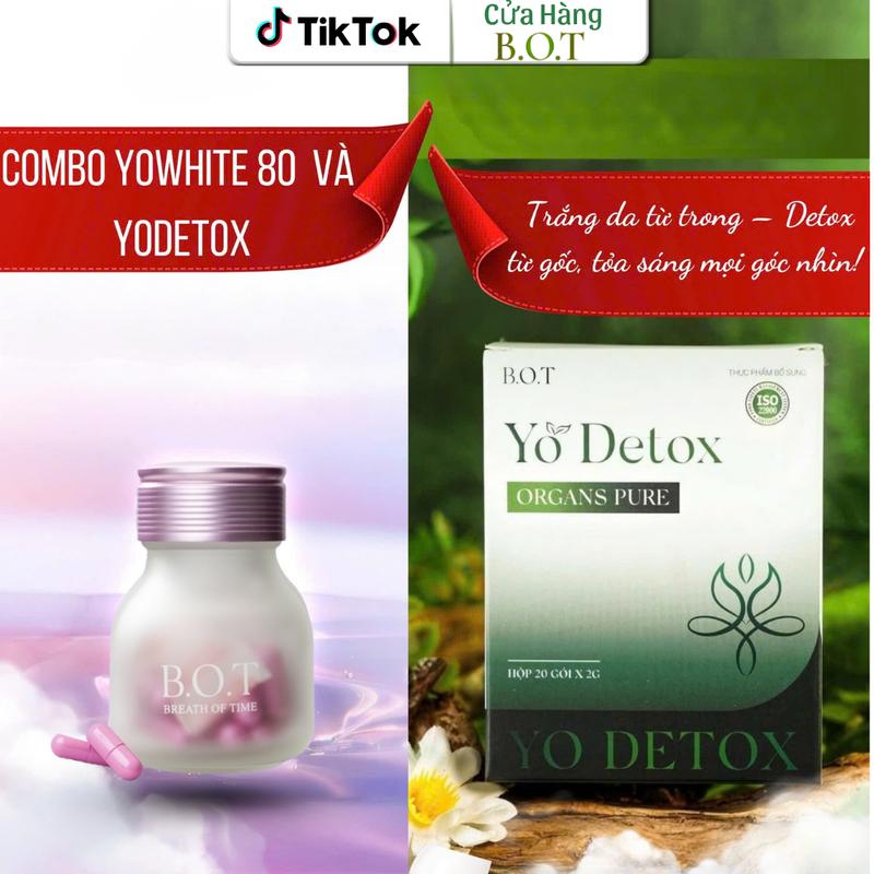   Combo  Yowhite 80 và Yodetox  Viên Uống Tái Tạo  Yo White 80 Chính Hãng B.O.T - Giải Pháp Tuyệt Vời Cho Làn  Sáng Mịn   uống   body  viênuong trangda   viên collagen dưỡng da yo80 glutathione sâm tố nữ kích trắng 