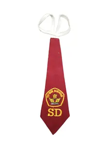 Dasi Merah Anak Laki-laki SD, Logo SD dan Tutwuri Handayani di Bordir, One Size, Karet Elastis, Harga per 1 Pcs, Realpict