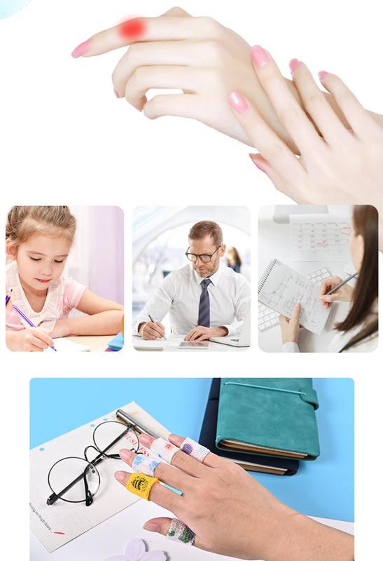 Product Introduction of 5 pcs Finger guard bandage writing Printed Medical self-adhesive bandage sports tape non-woven elastic pet tattoo 4.8m bandage 8