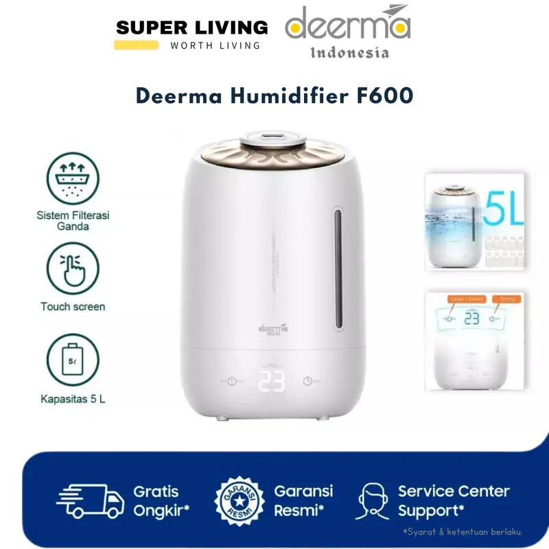Super Living - Deerma Humidifier 5L F600 Timing With Touch Screen Adjustable Pelembab Udara Ruangan 0
