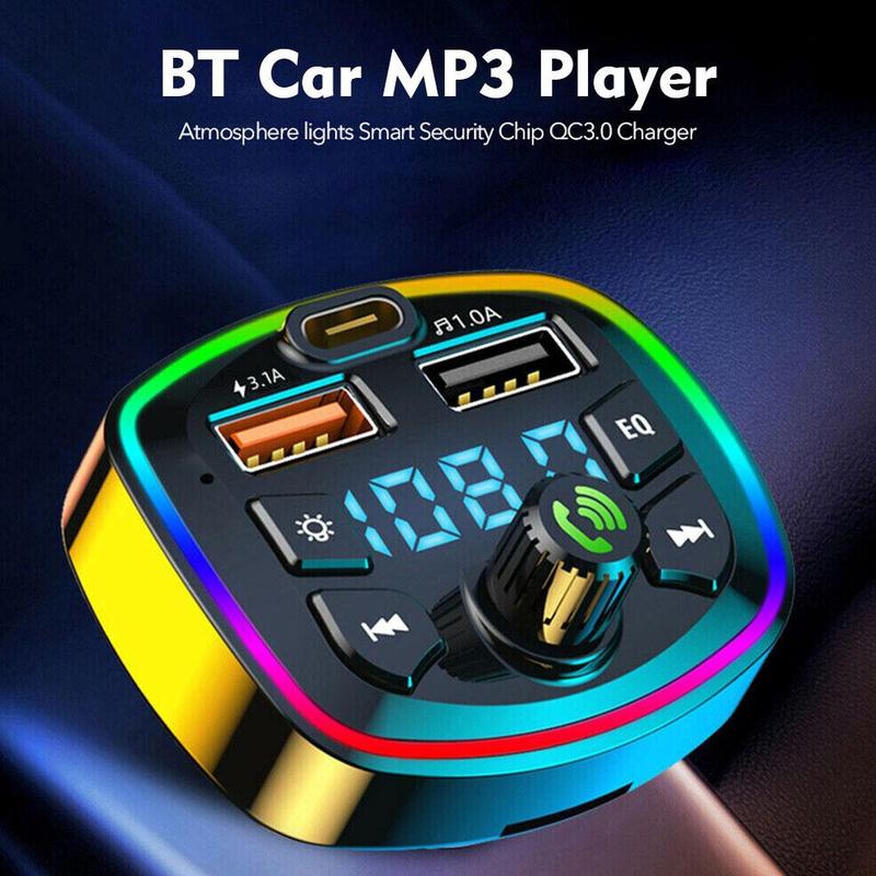 Product Introduction of Bluetooth 5.0 Car Wireless FM Transmitter Adapter 2USB PD Charger Hands-Free With Colorful RGB K5H4 33