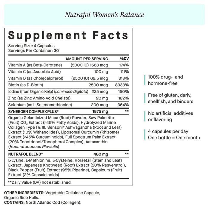 READY STOCK NUTRAFOL WOMEN'S BALANCE 120 KAPSUL - MENOPAUSE HAIR SUPPLEMENT - ORI - Botol - 120 capsules