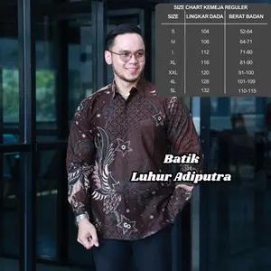 Astaguna Coklat Mahoghani Kemeja Batik Pria Lengan Panjang dan Pendek Katun Prima Premium Anak Muda Modern Luhur Adiputra