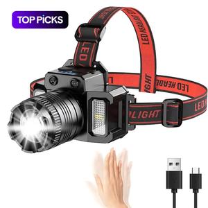 LEDヘッドランプ、USB充電式防水ヘッドランプ、探検用・アウトドアキャンプ用品