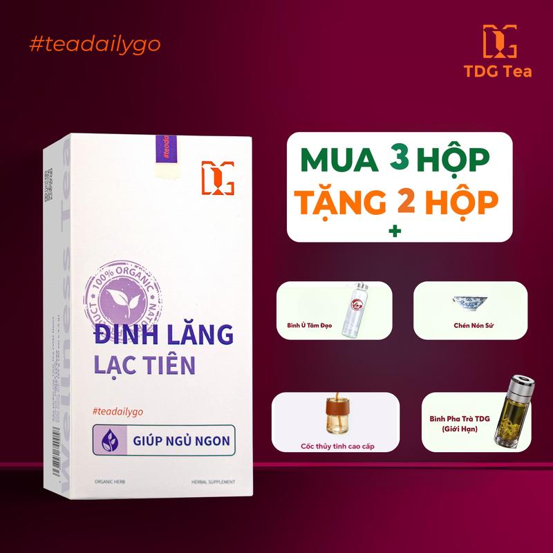  Trà Đinh Lăng Lạc Tiên Mua 3 Tặng 2 Hộp Kèm Quà Tặng Cao Cấp TDG Hỗ Trợ Ngủ Ngon An Thần 