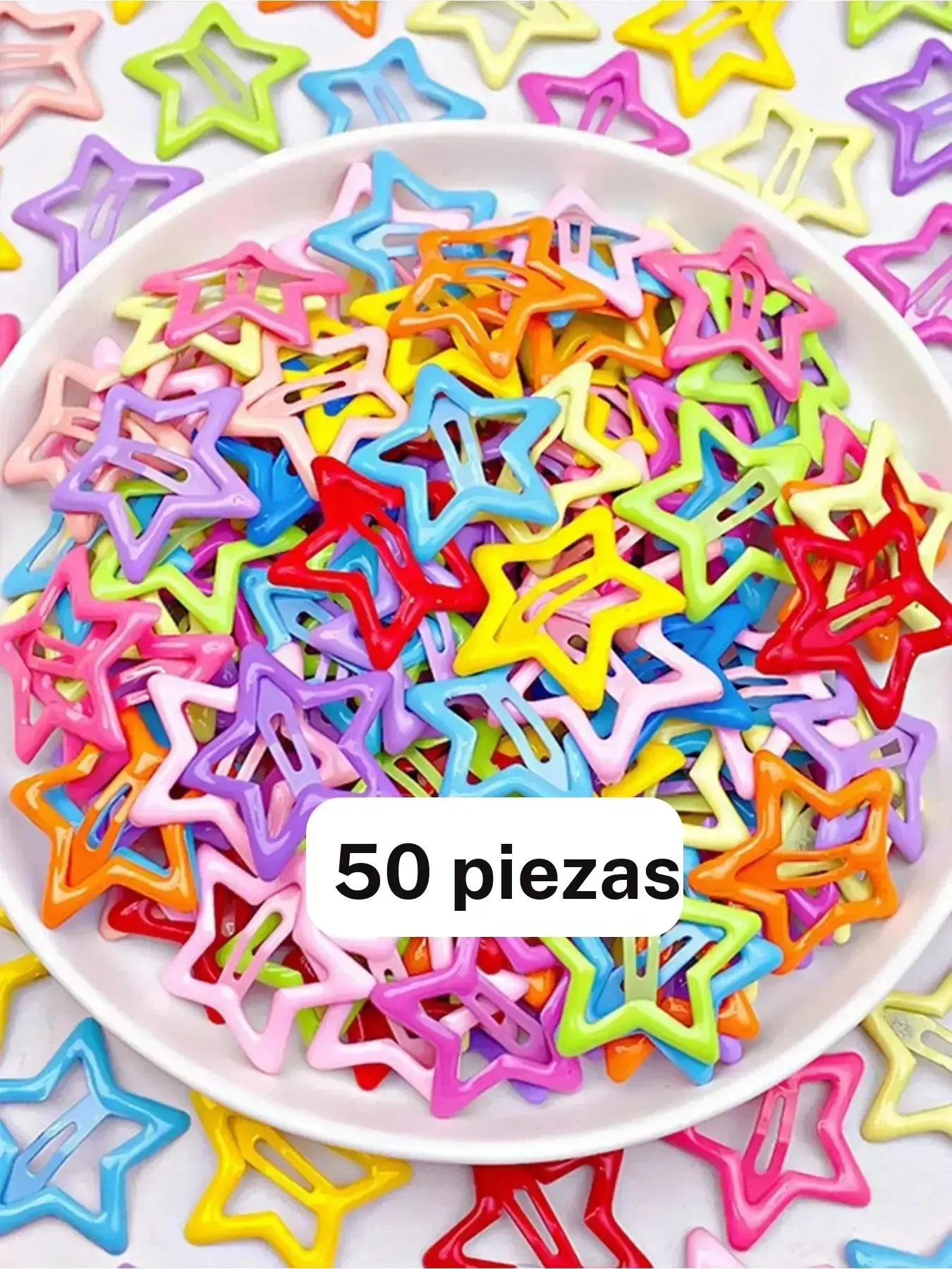 50pcs colorful star hair clip, pentagram dopamine, bangs hair clip, ponytail/dirty braid decorative hair clip, suitable for campus, parties, sports events, daily casual hair accessory