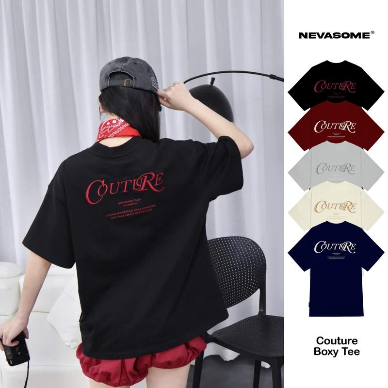 Áo Thun Boxy Couture Nevasome Cotton 250gsm Tay Lỡ Form Boxy Rộng Nam Nữ Menswear Womenswear Cổ Tròn