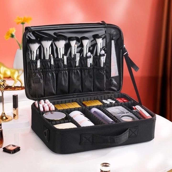  Yến HaLi  Cốp Vải Size Lớn 2 Ngăn Đựng Mỹ Phẩm Makeup Đồ Trang Điểm Nail,Mi Có  Đai Đỡ Trong Dây Đeo Vai Cài Vali Đủ Size 