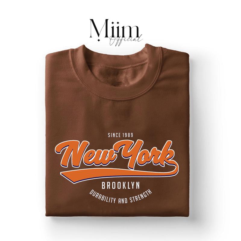 New York Graphic T-shirt For Women Fashion Mocha Mousse Korean Basic Tops Unisex 0
