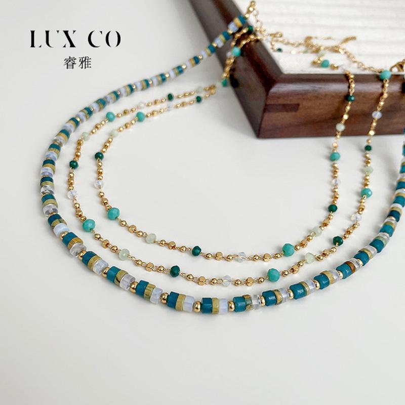 Lux Co.Talazuli blue  and Bohemian green necklace and earringws set. 2