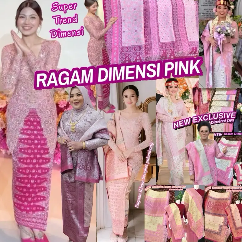 NEW Exclusive Songket Rakam Dimensi ORI /Nuansa pink,Magenta,/songket tenun asli palembang /ilham songket palembang 0