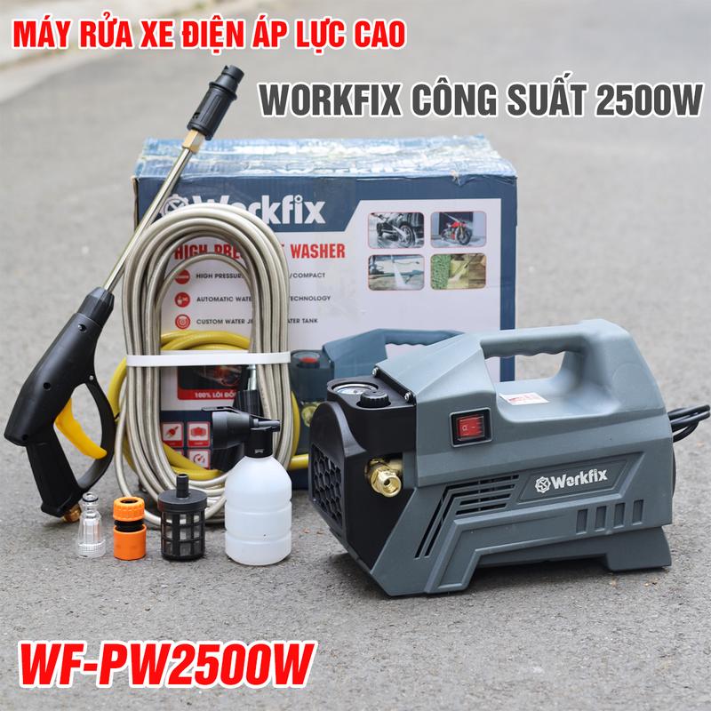 ( Động cơ Lõi Đồng ) Máy Rửa Xe Điện Workfix Cao Áp Công Suất Lớn 2500W - WF-PW2500W - Đây Đồng , Động cơ 160BAR - Bảo Hành Chính Hãng 6 Tháng