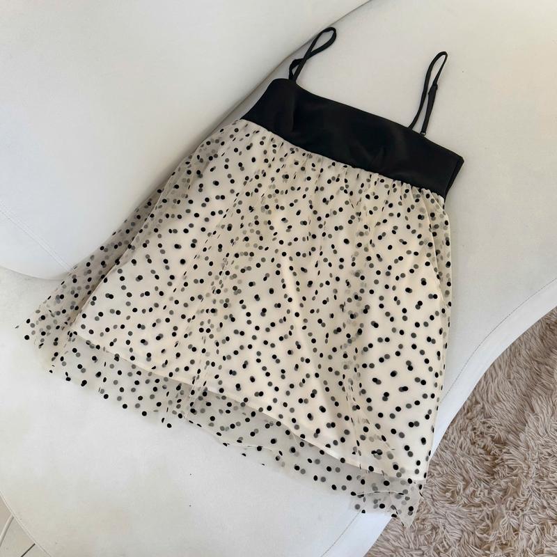  Dotty Muse Set áo hai dây babydoll chấm bi kèm quần  GLORIOUS chất liệu lứoi mềm phối thun 