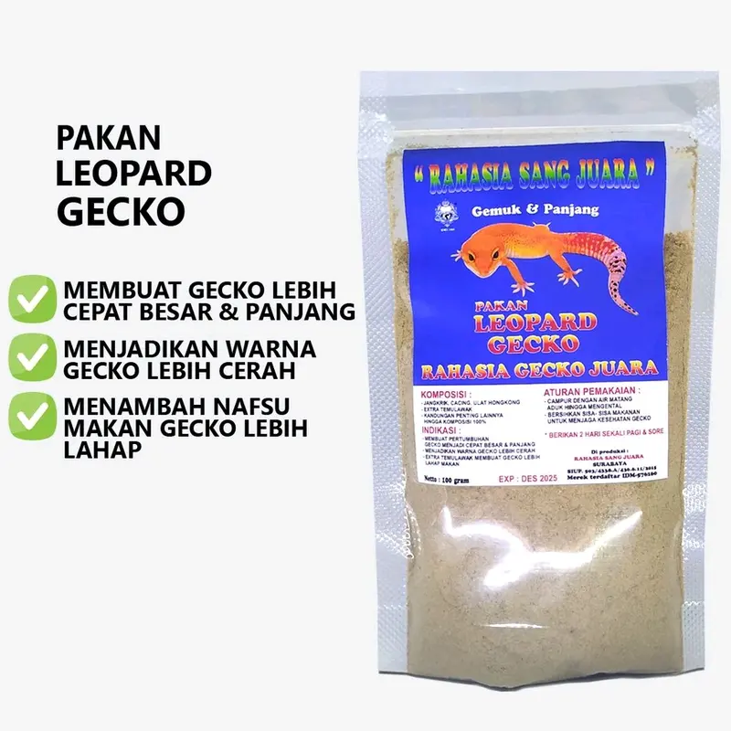 Pakan Gecko Leopard Cepat Panjang dan Gemuk 100gr - Menjadikan Warna Lebih Cerah & Nafsu Makan Lebih Lahap 4