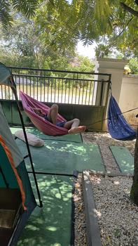 Product Review of HAMMOCK MATAHARI GOLD OUTDOOR ADVENTURE SIZE 245X145CM +2PCS TALI HAMMOCK Camping Gantung from b**y m**r 0