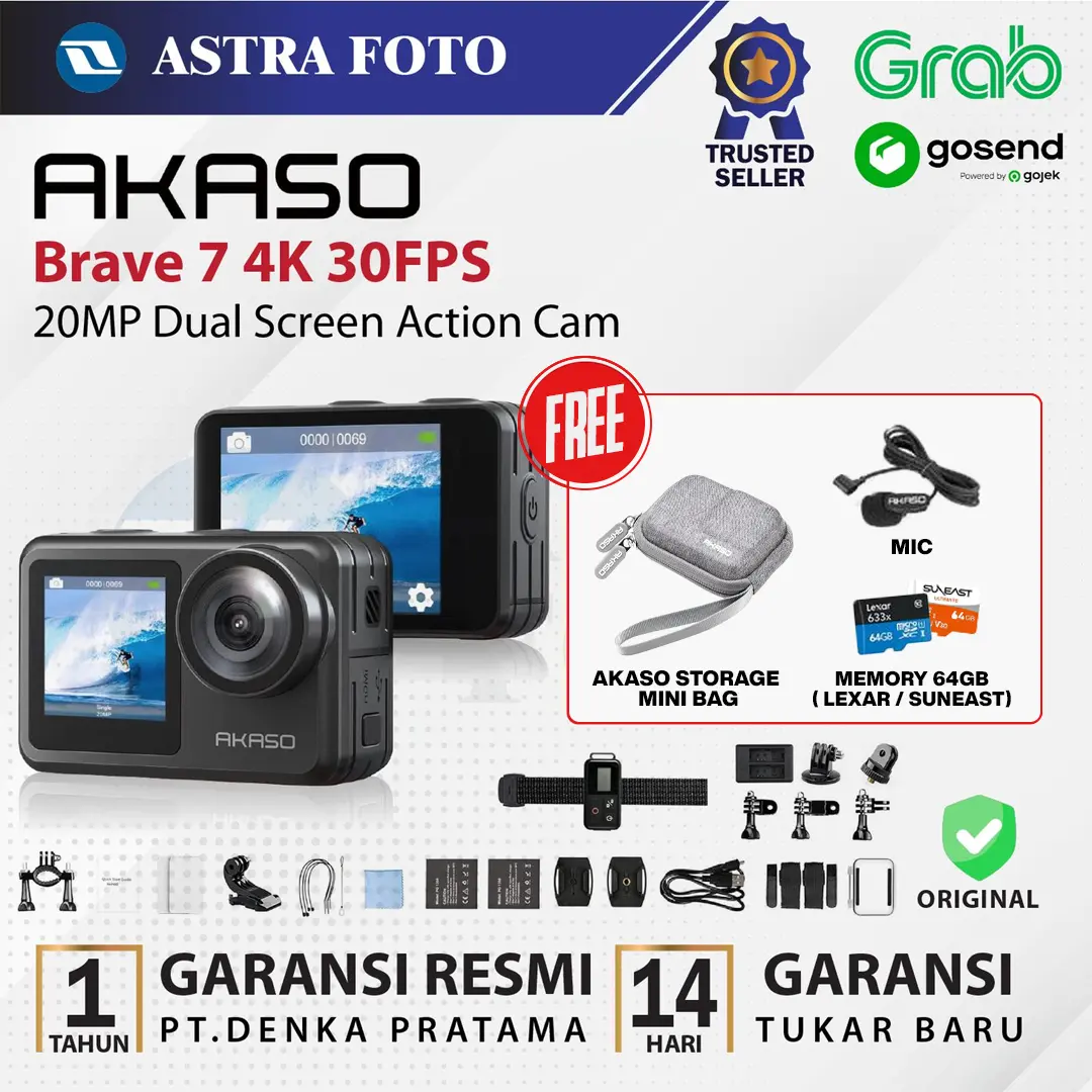 AKASO Brave 7 4K 30FPS 20MP WiFi Action Cam EIS Touch Screen Camera