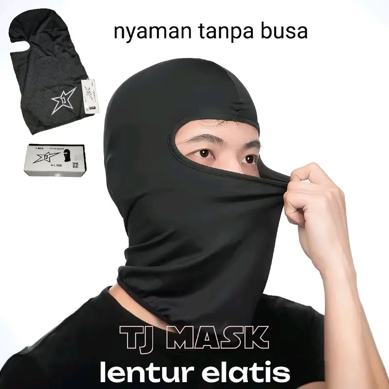 Masker Helm Full Face Hitam Polos Spandex / Masker motor untuk menjaga kebersihan dalaman helm [BALACLAVA] Pria 7