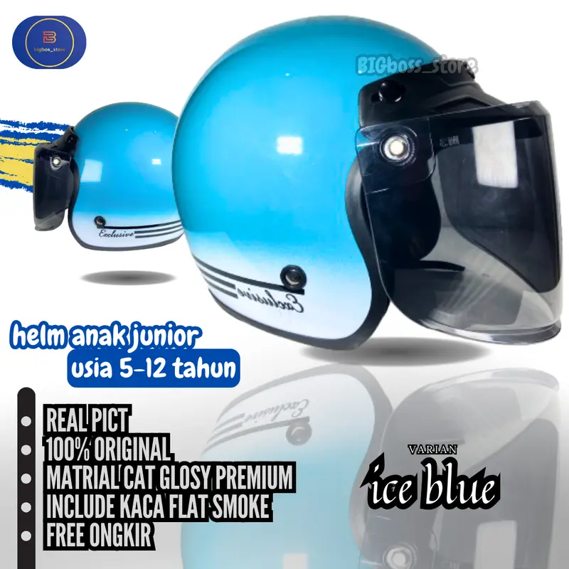 HELM BOGO ANAK SNI JUNIOR Full Leher Free Kaca FLAT UNTUK ANAK USIA 5-12 TAHUN 4