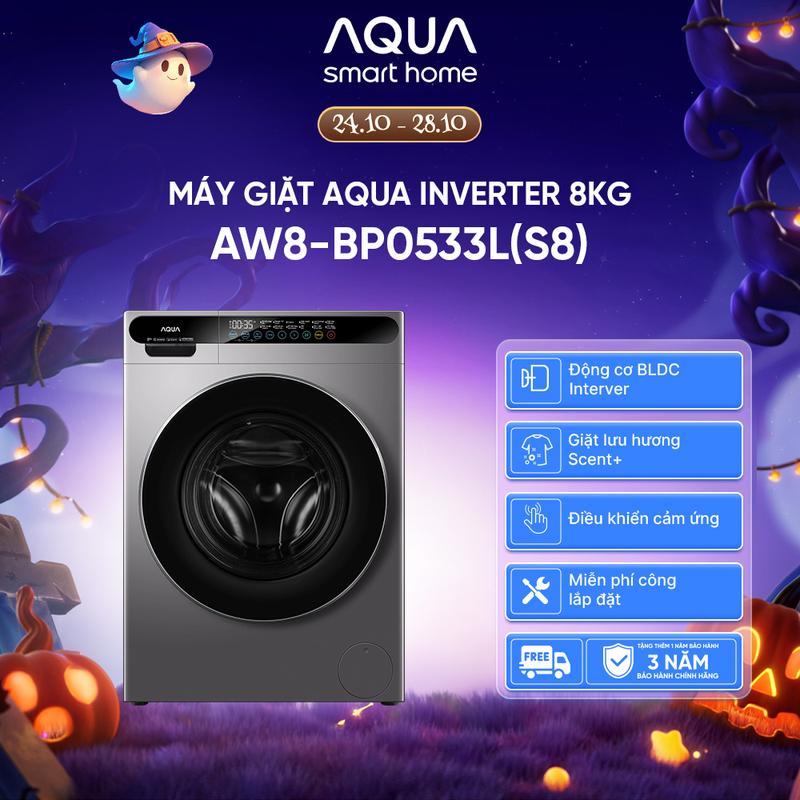 Máy giặt cửa trước AQUA Inverter 8kg AW8-BP0533L(S8)