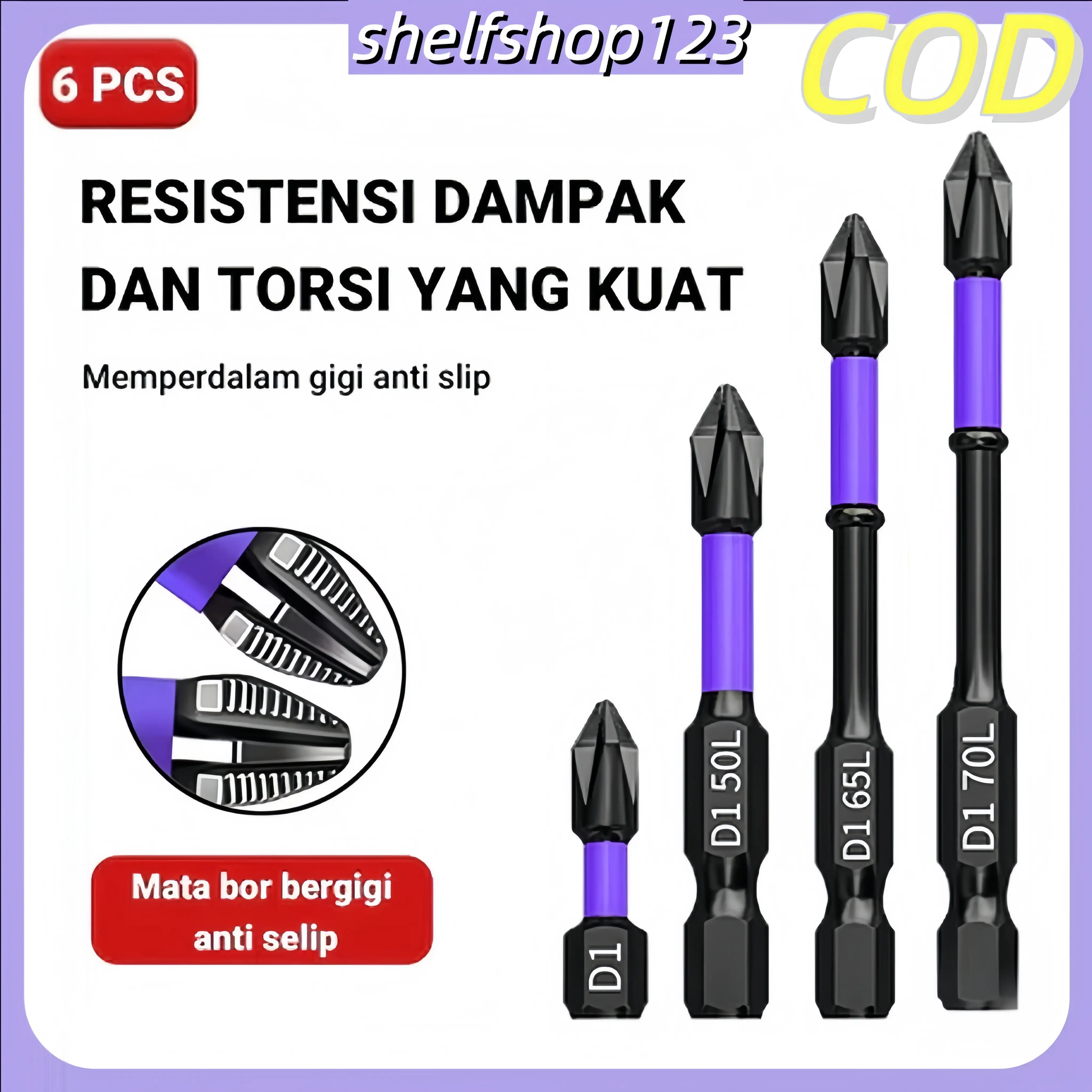 [COD] 6PCS Set Hex Screwdriver Magnetic Bits 25-150MM Mata Bor Obeng Plus