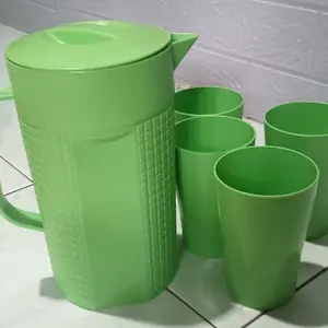 Yoi - Teko Set Plastik 5 in 1 / Tempat Air Minum / 1500ML Bulat Gelas 250ML Kitchenware