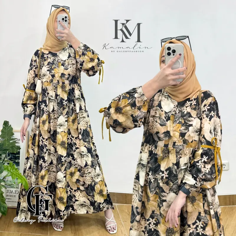 Midi Dress Pita Rayon Premium  Gamis Jumbo Busui Zipper  Kode Illaya By Kamalin 5