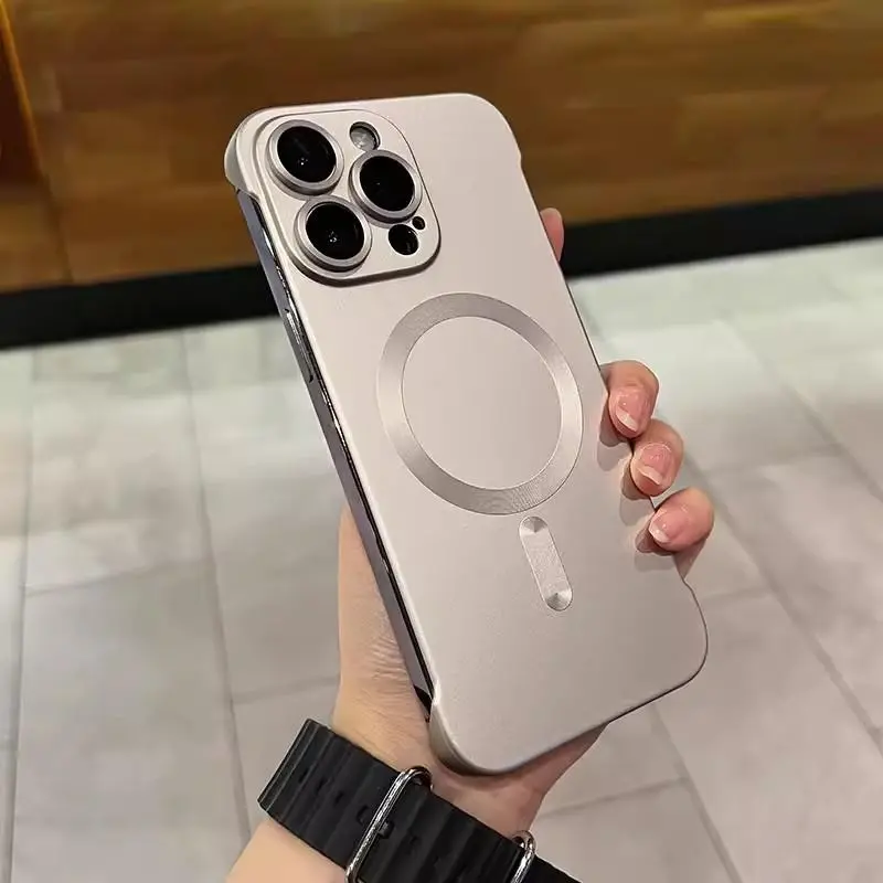 Ultra-thin frameless magnetic phone case for iPhone14 13 12 11 with Apple’s own lens, anti-frost protective film, hard shell