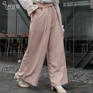 Elsiera Prita Pants Celana Hightwest Kulot Panjang Wanita Elegant - Mocca