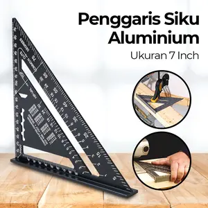 VKTECH Penggaris Siku Mistar Triangle Ruler Aluminium 7 Inch - A10D01