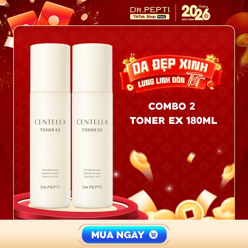 Nước Hoa Hồng Dưỡng Da Dr.Pepti Centella Toner EX Cấp Ẩm Căng Bóng Hàn Quốc Chiết Xuất Rau Má Và Peptide Dung Tích 180ml