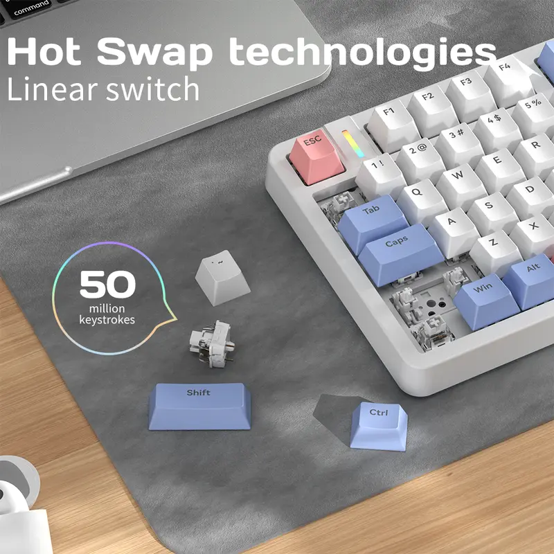 FURYCUBE G87 Wired Mechanical Keyboard 87 Keys 85% Layout Gasket Keyboard Type-c to USB  Cable Swappable Noah Silver/Mute Switch Computer Gaming Keyboard 2