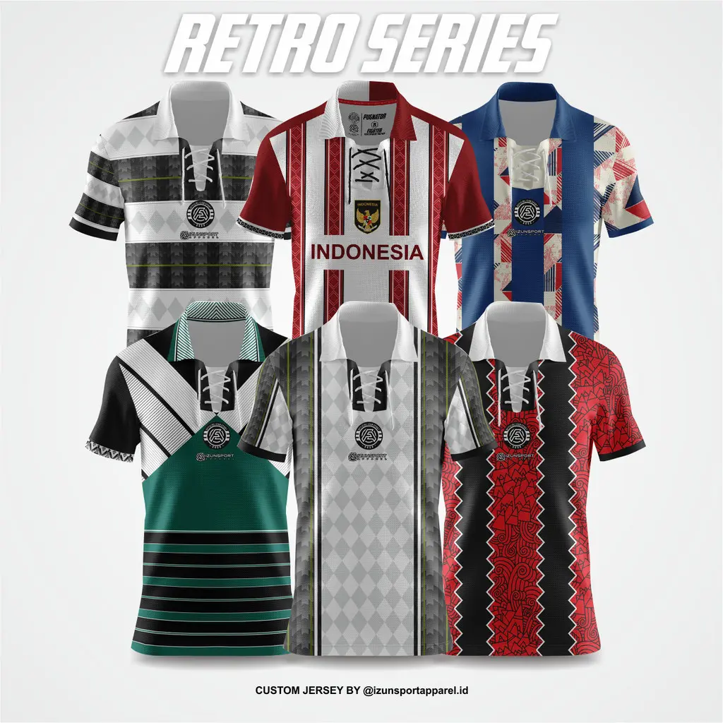 JERSEY RETRO FUTSAL & JERSEY SEPAK BOLA PRINTING SATUAN BISA CUSTOME SATUAN GROSIR TERBARU Sport