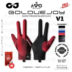 Golovejoy Sarung Tangan Billiard V1 Anti Sip Karet All Size Fit to L Original NEW Ball Sarung Tangan Billiard Golovejoy V1 Terbuka & Tertutup Bahan Polyester Spandex Nyaman Kontrol Stabil
