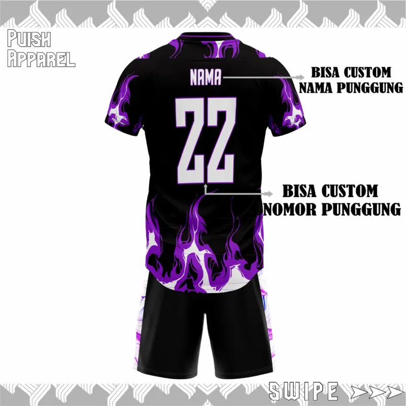 JERSEY FUTSAL SEPAKBOLA FLAMMING FREE CUSTOM NAME SET UNISEKS SPORT 3