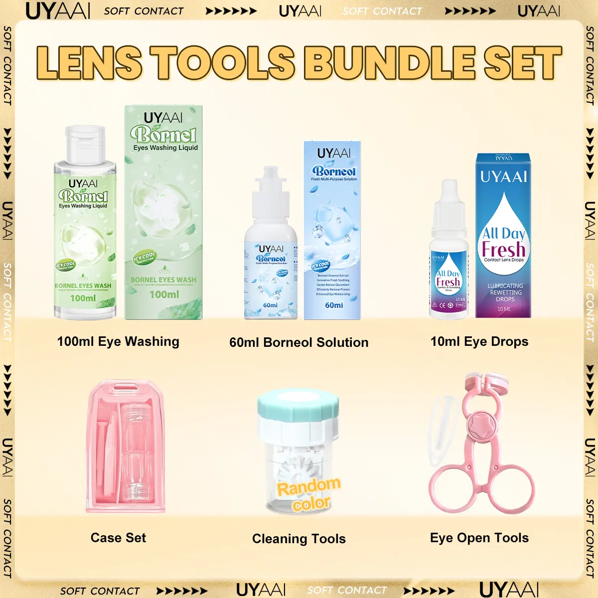 （COD）UYAAI Buncle Accessories 1 Set Contact lens Case with Tweezers Softlens Box with Mirror softlens case