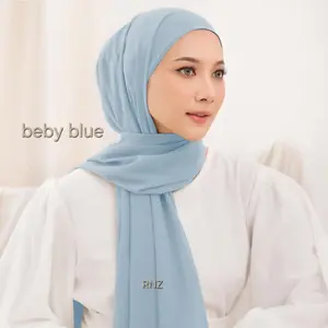 Hijab Pasmina Ceruty Elegan & Simple Pasmina Ceruty Polos Anti Ribet