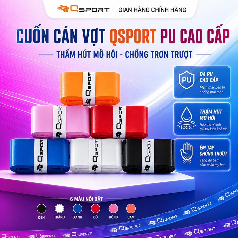 Quấn cán vợt Qsport Pickleball, Cuốn cán Vợt cầu lông, Vợt tennis mềm mại, bám…
