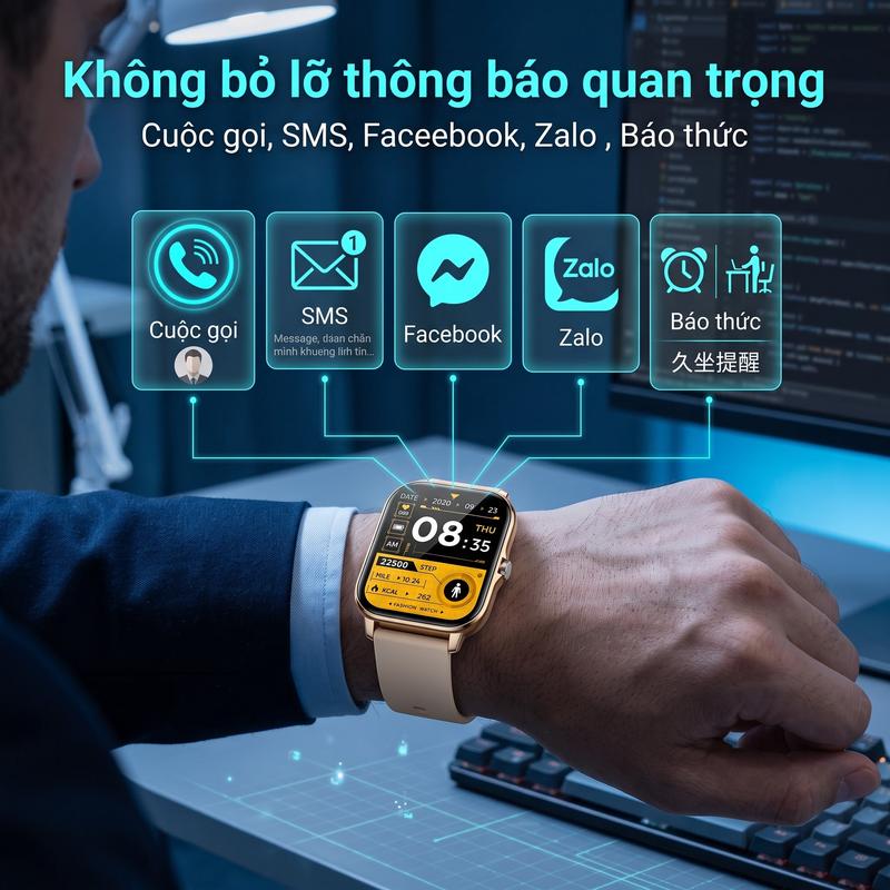 Đồng hồ thông minh 1.83 HD cho Android iOS Gọi điện Bluetooth, thông báo tin nhắn, nghe nhạc, nhiều chế độ thể thao, món