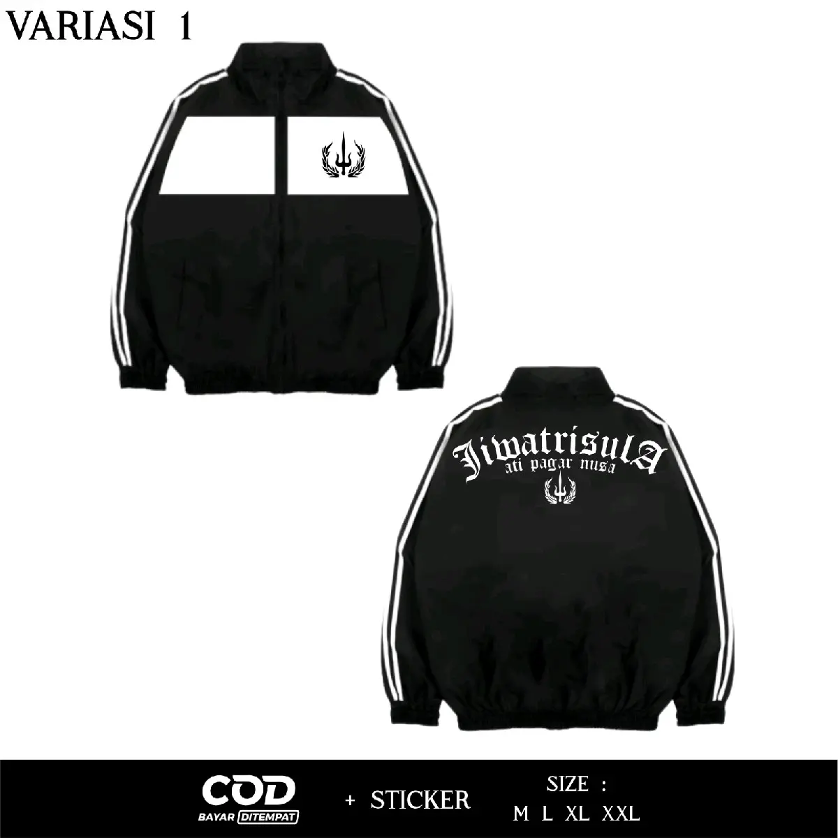 Tracktop Sablon//Bordir Pagar Nusa Jiwa Trisula  Free Custom Nama