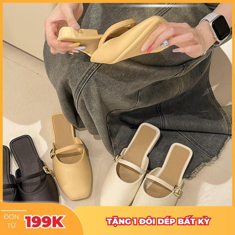 Giày Sục Nhựa Dẻo Nữ 8838 Quai Ngang Thiết Kế Cực Đơn Giản Đế bằng TRANGBIHUE