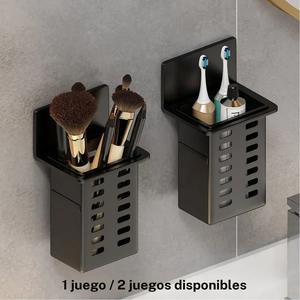 Estante de almacenamiento montado en la pared, 1/2 unidades de estante colgante multifuncional de plástico, estante de almacenamiento ajustable, fácil de instalar, portacepillos de dientes impermeable, colgable