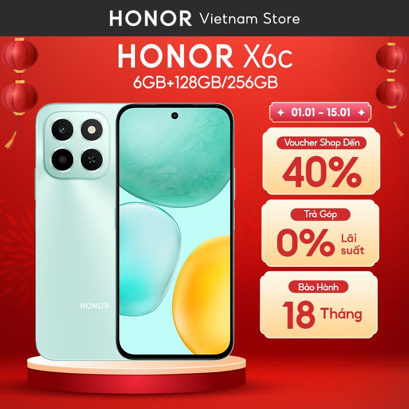 Điện Thoại Di Động Honor X6c 6GB + 128GB 256GB | Pin 5300mAh | NFC | Camera 50MP| Kháng nước IP64 | BH 18 Tháng