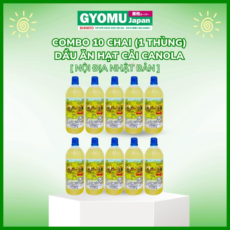 Combo 10 chai 1 thùng Dầu ăn hạt cải Canola Nhật Bản 1000g
