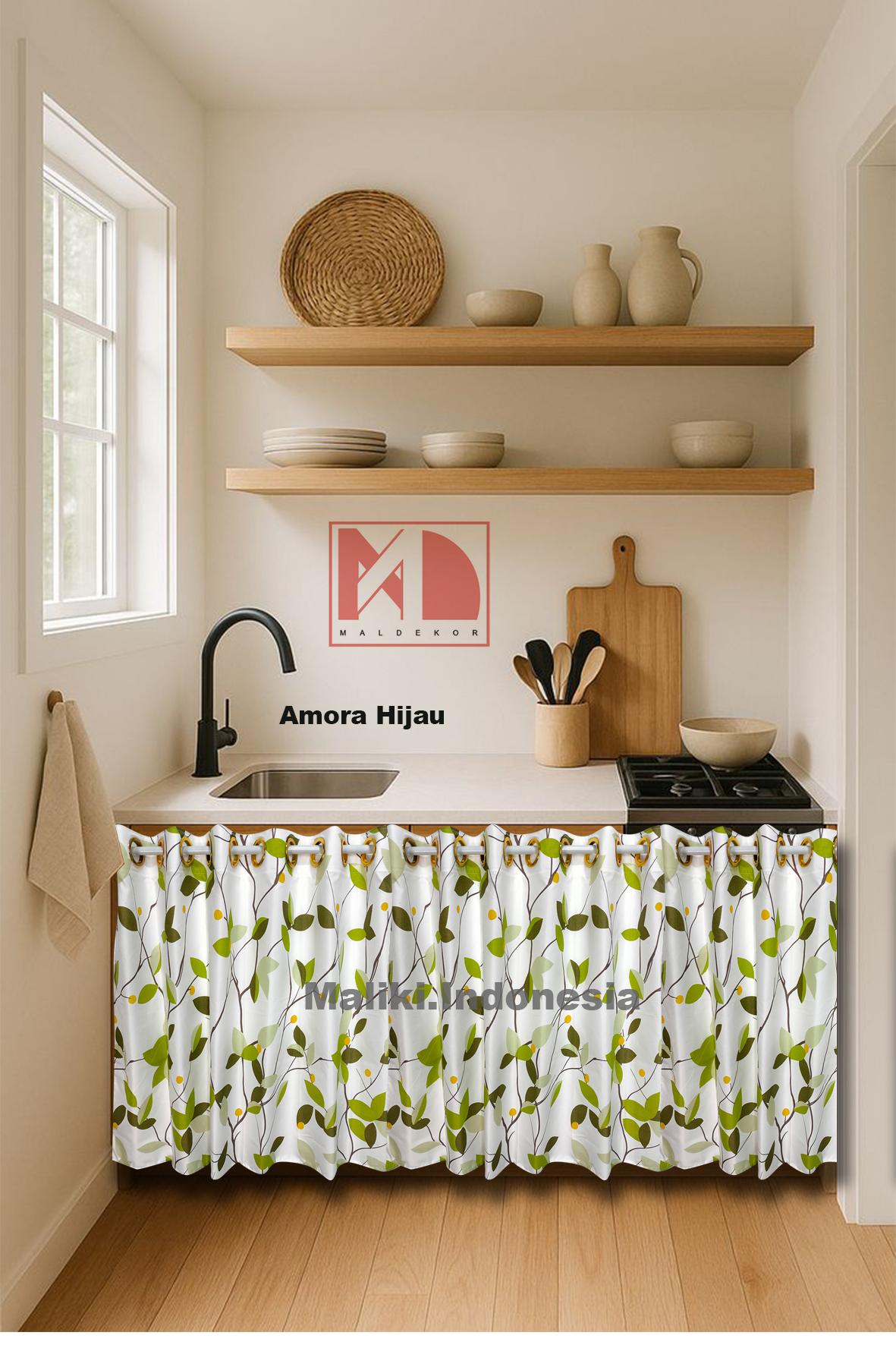 NEW Paket 2 Pcs Gorden Kolong Dapur Ring 12 Lubang Motif Aestetik Korden Katun Curtain