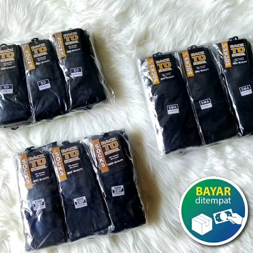 6 Pasang Kaos kaki Sekolah Hitam Polos SD SMP SMA / Kaus kaki sekolah