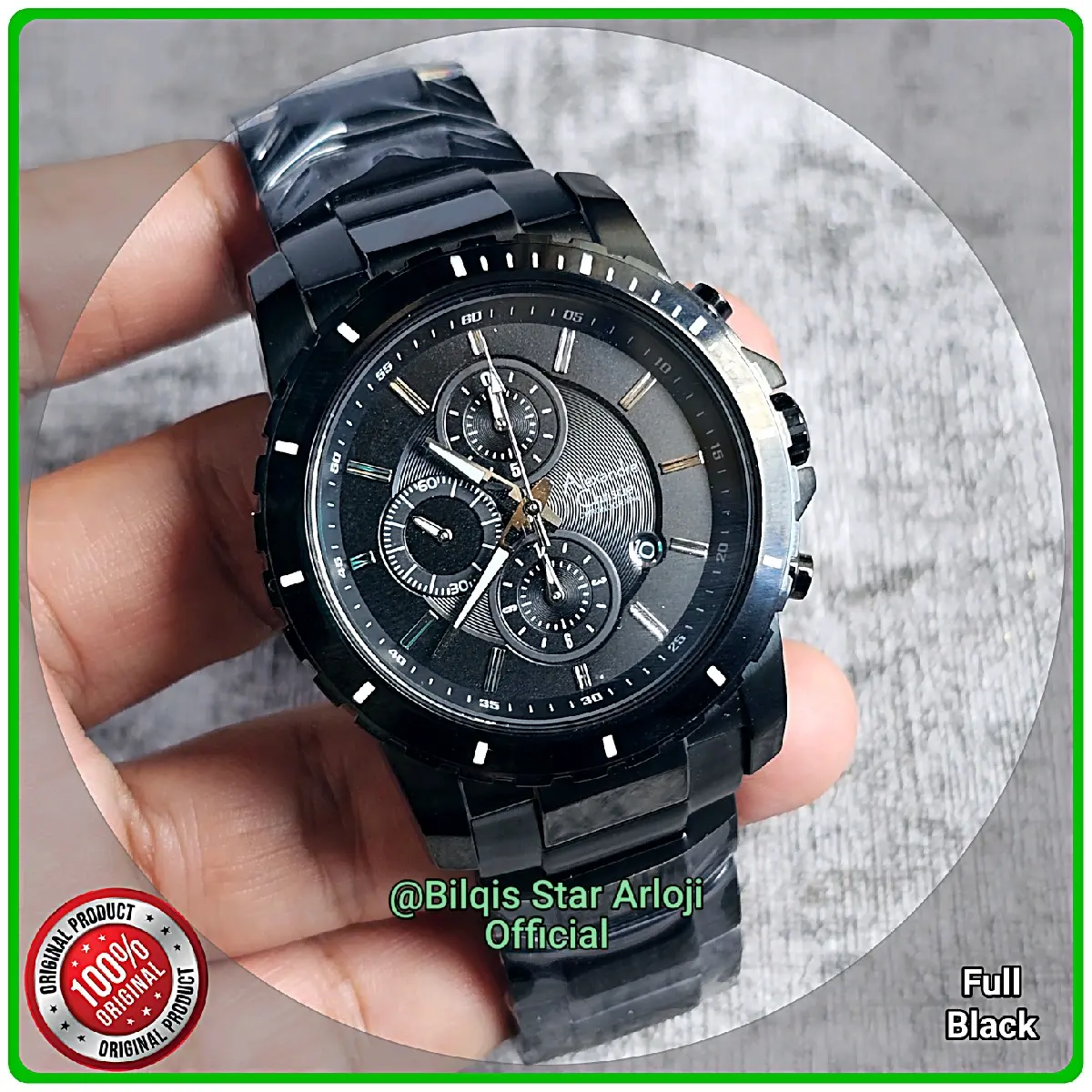 Alexandre Christie Pria Ac 6141 Mc Tali Rantai Full Black Original